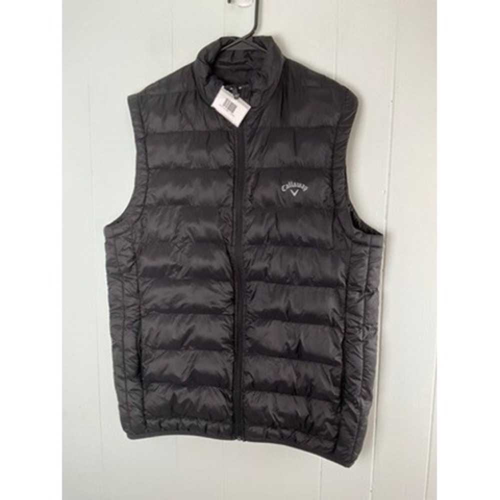 Callaway Mens Black Quilted Puffer Vest Mock Neck Full Zip Size Medium BC4491
